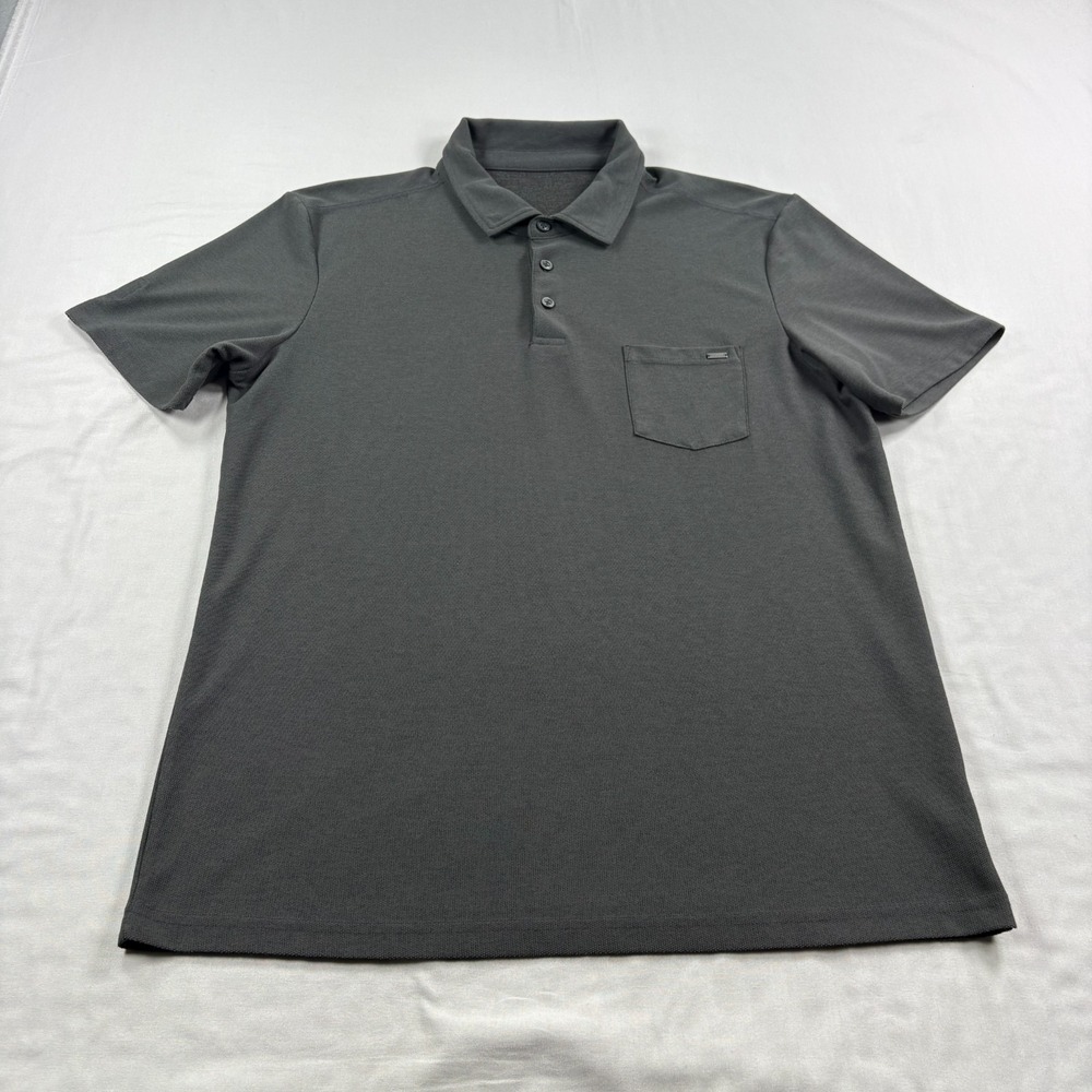 Vuori Ace Polo Shirt Mens Large Gray Pocket Stretch Golf Performance Tech